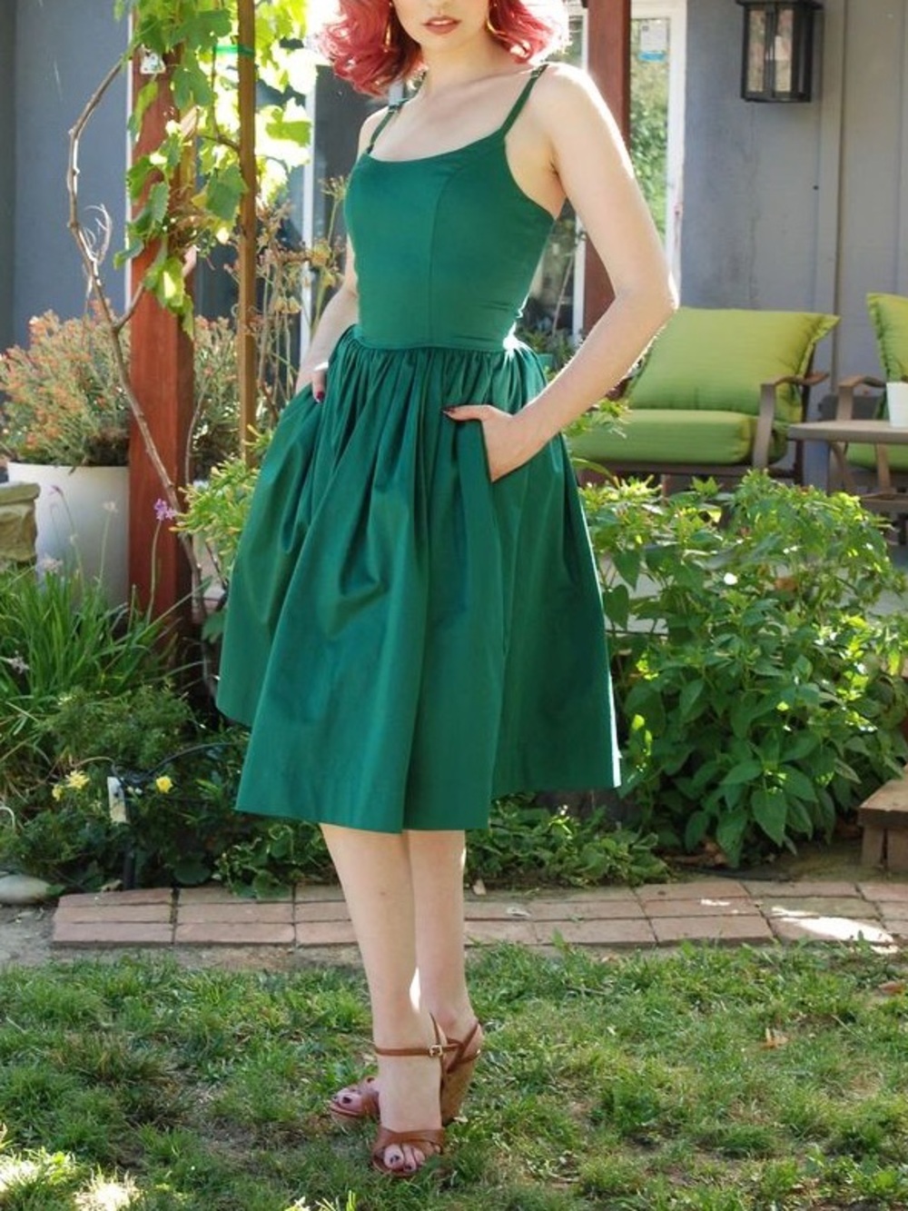 Pinup couture pinup girl clothing Jenny dress size medium in emerald green